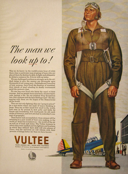 1942 Vultee Aircraft Ad ~ John Falter Airman