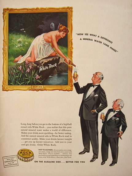 1941 White Rock Water Ad ~ Fairy Psyche Pours a Drink