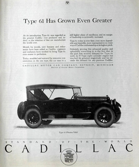 1923 Cadillac Type 61 Phaeton Ad ~ Even Greater