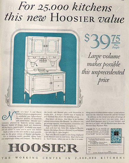 1926 Hoosier Cabinet Ad ~ New Value