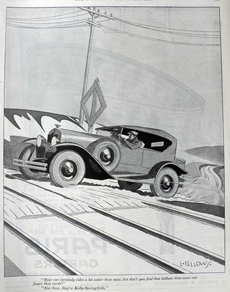1926 Kelly Springfield Tires Ad ~ Laurence Fellows Art