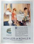 1925 Kohler Plumbing Ad ~ Kids at Bath Time
