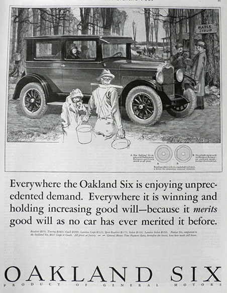 1926 Oakland Six Car Ad ~ Unprecedented Demand