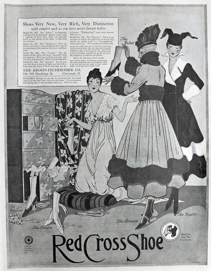 1916 Red Cross Shoes Ad ~ Several Styles