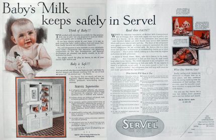 1925 Servel Refrigerator Ad ~ Baby's Milk