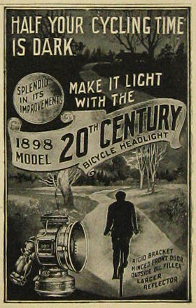 1898 20th Century Bicycle Headlight Lamp Ad