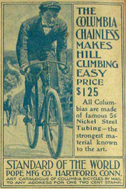 1898 Antique Pope Columbia Chainless Bicycle Ad