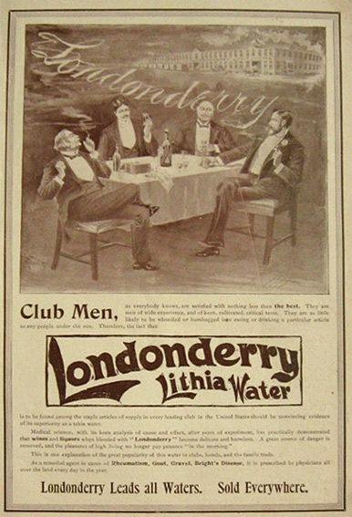 1897 Londonderry Lithia Water Ad ~ Club Men