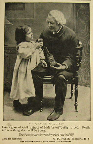 1898 Otto Huber Extract of Malt Ad ~ Child & Grandpa Photo