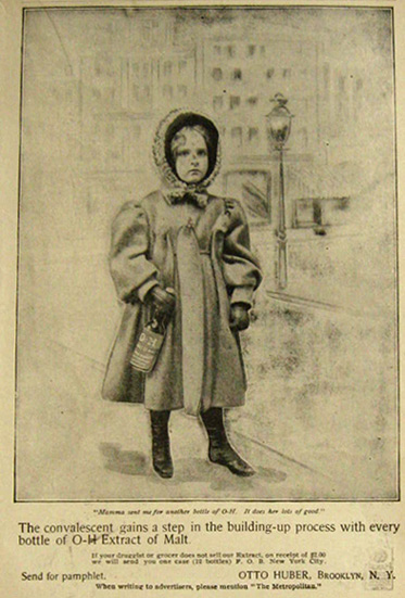 1898 Otto Huber Extract of Malt Ad ~ Girl on Street