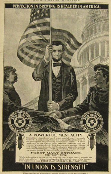1898 Pabst Malt Extract Best Tonic Ad ~ Abe Lincoln