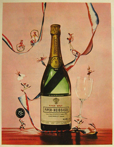 1957 Piper Heidsieck Champagne Ad ~ Tiny Dancers