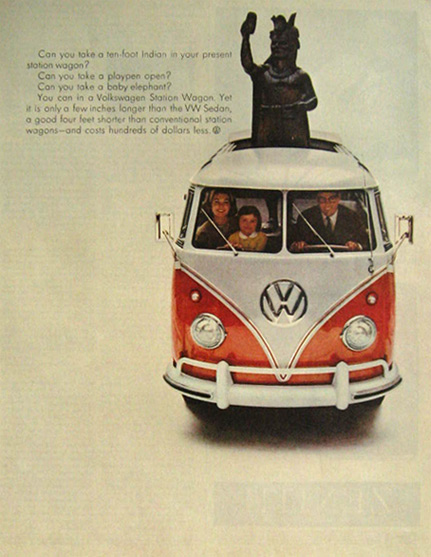 1960 Volkswagen VW Bus Ad ~ 10 Foot Indian