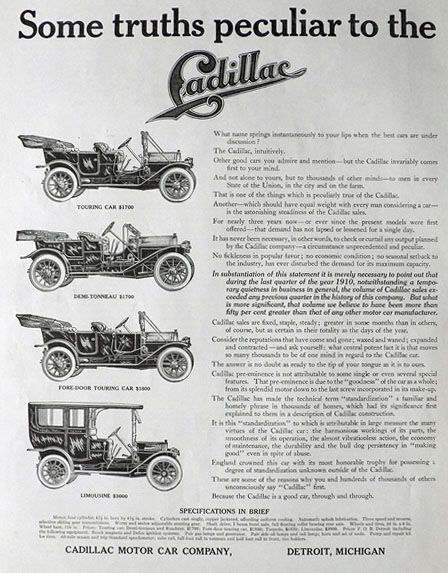 1911 Cadillac Ad ~ Peculiar Truths