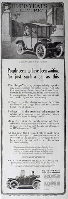 1911 Hupp Yeats Electric Automobile Ad