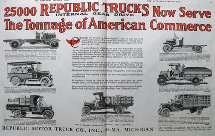 1917 Republic Trucks Ad ~ Two Pages