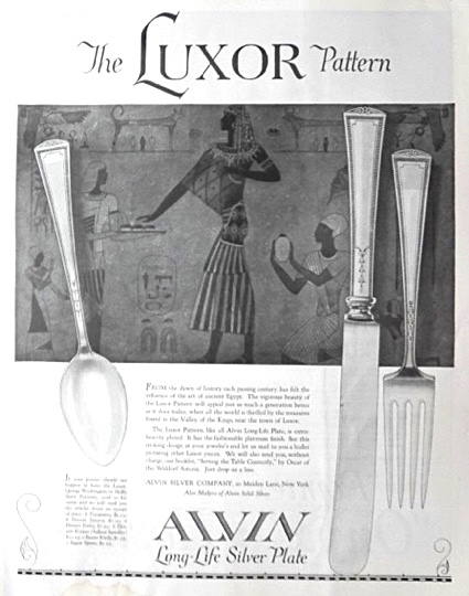 1923 Alvin Silverplate Ad ~ Luxor Pattern
