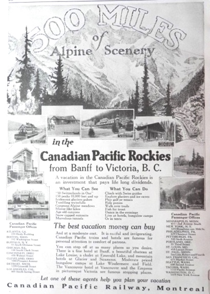 1921 Canadian Pacific Railway Ad ~ British Columbia Views