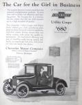 1923 Chevy Utility Coupe Ad ~ For the Girl in Business