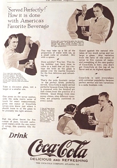 1921 Coca Cola Coke Ad ~ Soda Fountain Instructions