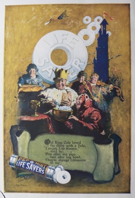 1922 Lifesavers Ad ~ Old King Cole ~ M. Leone Bracker