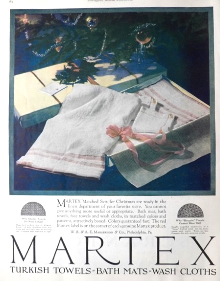 1923 Martex Towels Ad ~ Matched Sets
