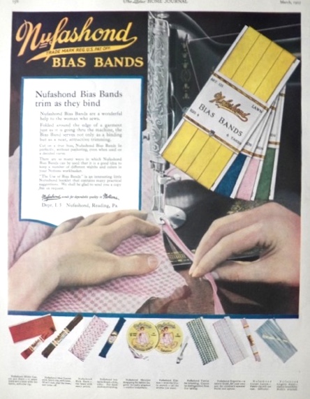 1923 Nufashond Bias Bands Ad ~ For the Woman Who Sews