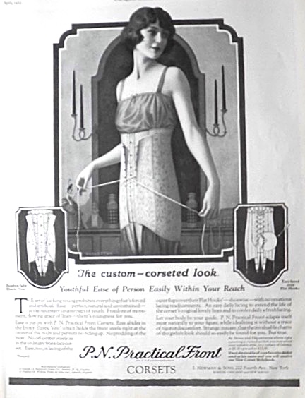 1923 P.N. Practical Front Corsets Ad ~ Edward Eggleston Art
