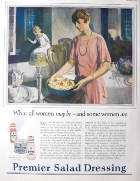 1923 Premier Salad Dressing Ad ~ Gift For Human Relationships