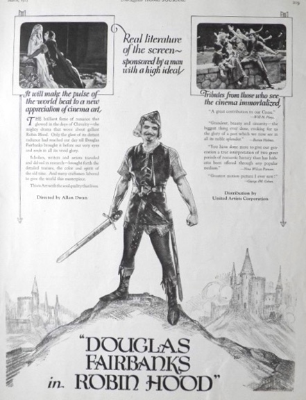 1923 Movie Ad ~ Robin Hood ~ Douglas Fairbanks