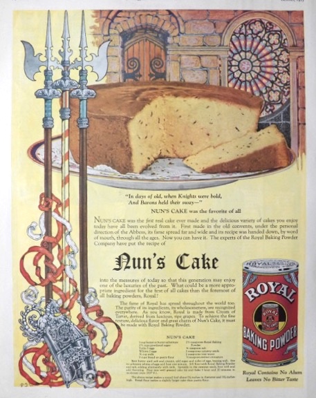 1923 Royal Baking Powder Ad ~ Nun's Cake