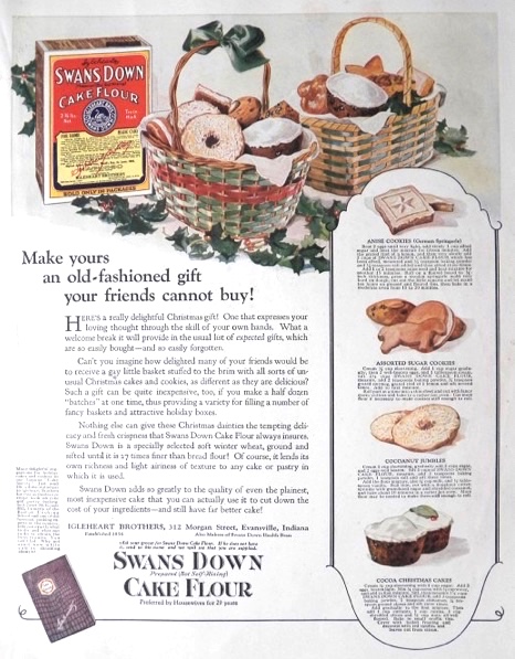 1923 Swans Down Cake Flour Ad ~ Cookie Recipes