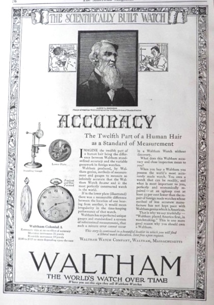 1921 Waltham Watch Ad ~ Colonial A Pocket Watch