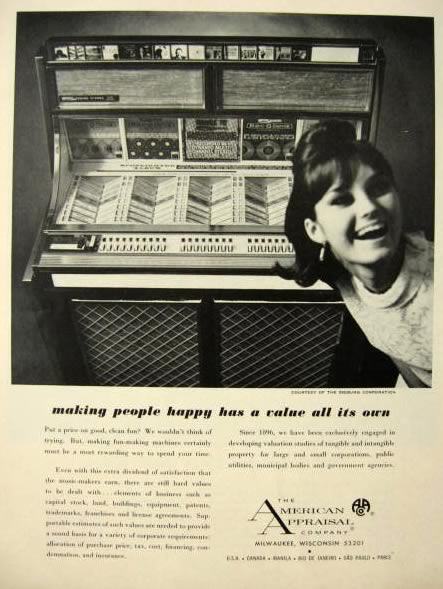 1965 American Appraisal Co. Ad ~ Seeburg Rec-O-Dance Jukebox