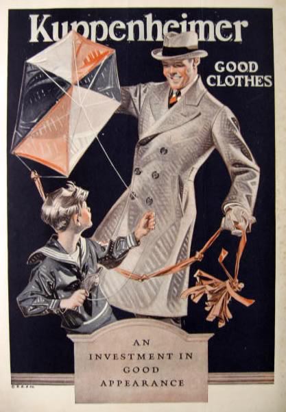 1922 Kuppenheimer Men's Fashion Ad ~ Leyendecker Child with Kite