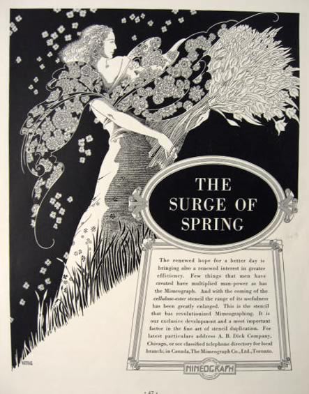 1935 Mimeograph Ad ~ Gorgeous Donald Denton Art
