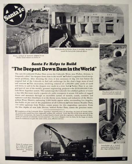 1939 Santa Fe Railroad Ad ~ Parker Dam Photos