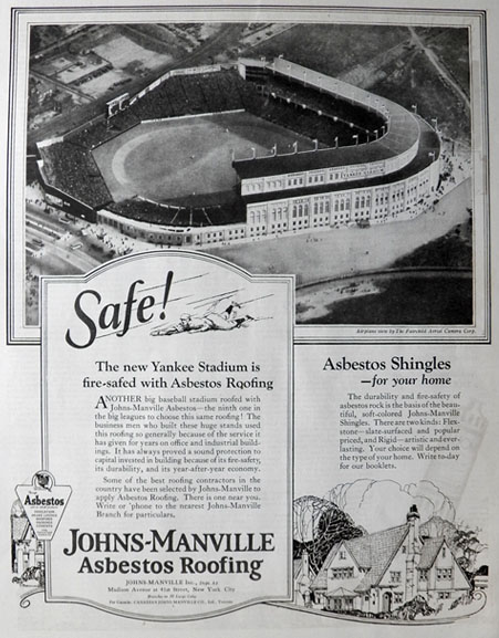 1923 Johns Manville Asbestos Roofing Ad ~ Aerial Photo Yankee Stadium