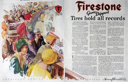 1928 Firestone Gum Dipped Tires Ad ~ Indy 500
