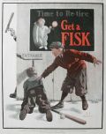 1926 Fisk Tires Ad ~ Baseball Boy Peeks Through Fence