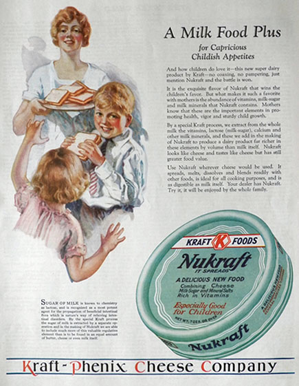 1928 Nukraft Cheese Milk Sugar Spread Ad