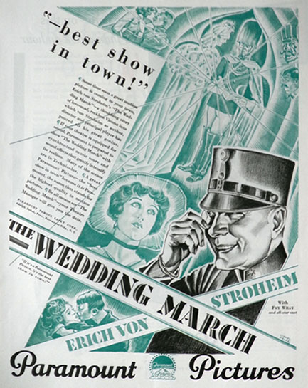 1928 Movie Ad ~ The Wedding March ~ Fay Wray