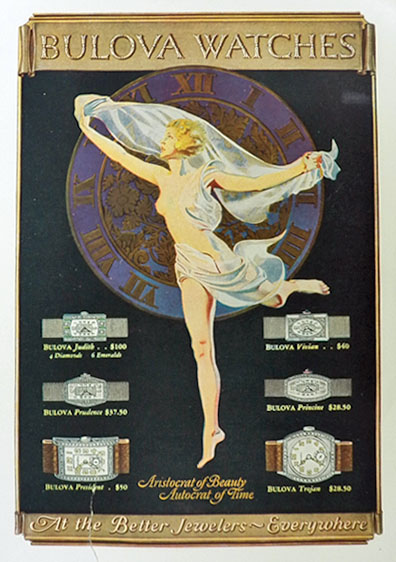 1926 Bulova Watches Ad ~ Nude Woman