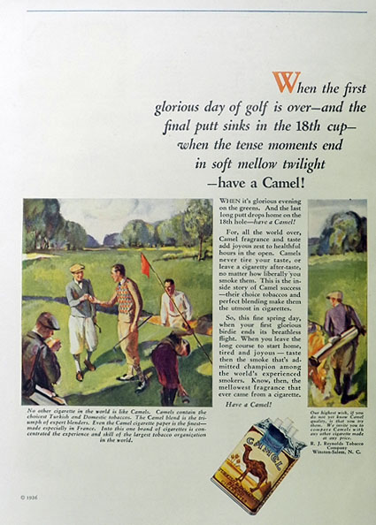 1926 Camel Cigarettes Ad ~ Golfing