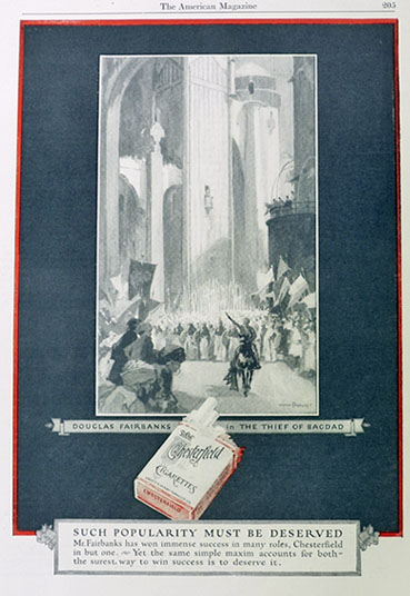 1925 Chesterfield Cigarettes Ad ~ Thief of Bagdad