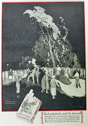 1925 Chesterfield Cigarettes Ad ~ National Open Golf