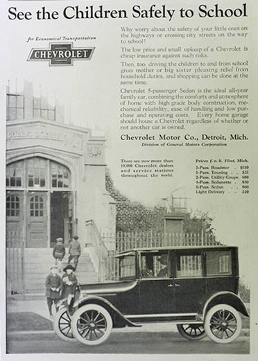 1926 Chevy Sedan Ad ~ See the Children Safely to School