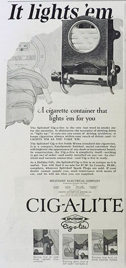 1923 Splitdorf Cig-A-Lite Cigarette Lighter Ad