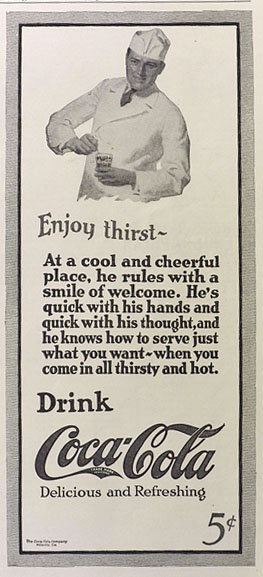 1923 Coca Cola Coke Ad ~ Soda Jerk