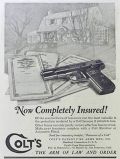 1923 Colt Pistol Revolver Ad ~ Now Completely Insured!